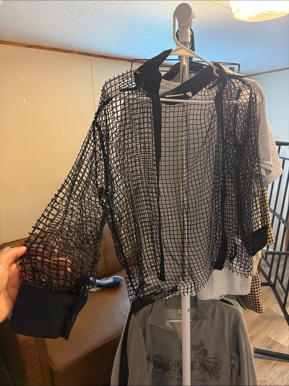 Willow Black Sheer Grid Kimono